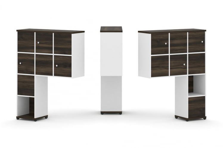 Надставка на стол высокая двухсторонняя + задняя стенка (8 шт.) + распашной фасад (6 шт.) CОНCЕПТ CН.ДНВ-002 Дуб Мали Белый бриллиант Черный металл / CONCEPT CN.DNV-002_0