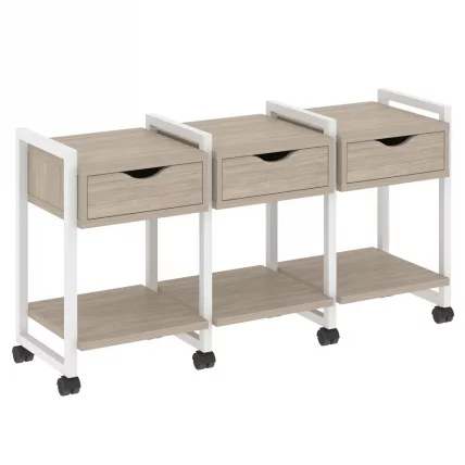 Тумба на колесных опорах наборная. Вариант №4 ЛОФТ ВР.Л-ТН-4.К Металл белый Дуб Аттик / LOFT VR.L-TN-4.K_0