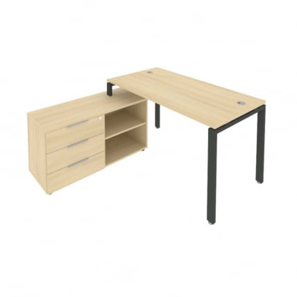 Рабочая станция на П-образном м/к с опорной тумбой левая Метал Сйстем Б.РС-СТС-2.3 Л Акация/Антрацит / Metal System_0