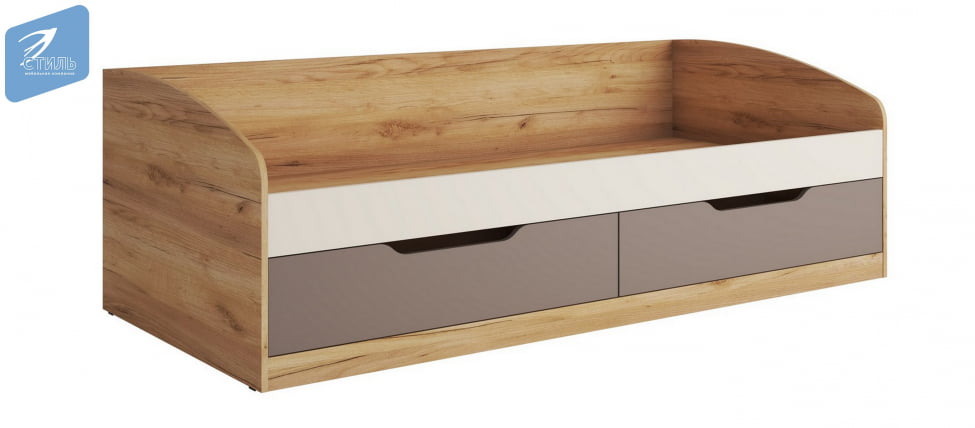 Кровать-тахта РИCХ КР-002 Миндаль/Глиняный серый/дуб крафт золотой / RICH_0