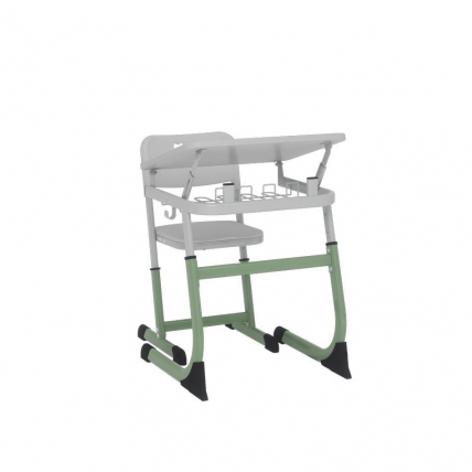 Парта одноместная регулируемая по высоте СМАРТЙ 600х500 с углом наклона столешницы (рост 3-5) Оливковый/Серый / SMARTY_2