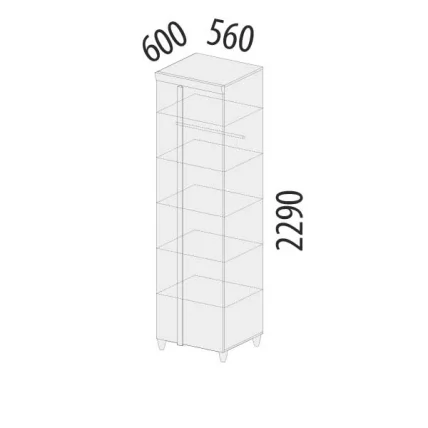 Шкаф для одежды с полками и штангой Катрин 92.15 Дуб венге Белый песок Браун вуд_1