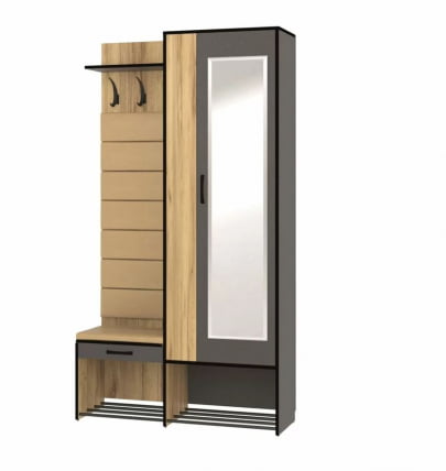 Прихожая Ольга-Лофт 4 Дуб Крафт золотой Темно-серый_0