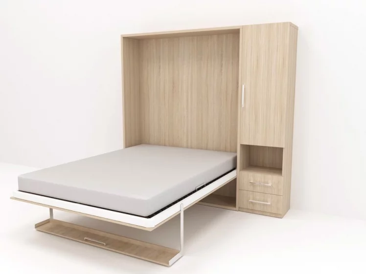 Кровать-трансформер Смарт 1 со шкафом 1400 правый Ясень шимо темный_1