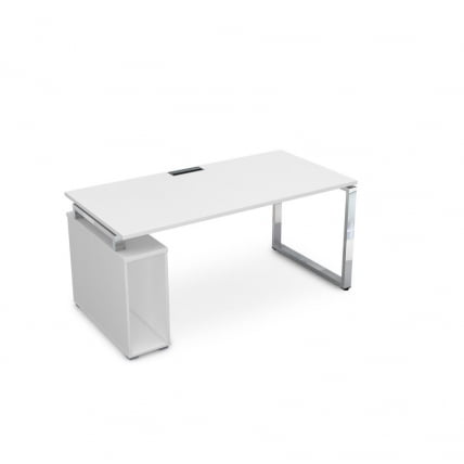 Стол с тумбой под системный блок ГЛОСС ЛИНЕ НССБ-О.984 Белый Премиум / GLOSS LINE_0