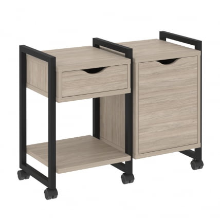 Тумба на колесных опорах наборная. Вариант №3 ЛОФТ ВР.Л-ТН-3.К Металл черный Дуб Аттик / LOFT VR.L-TN-3.K_0