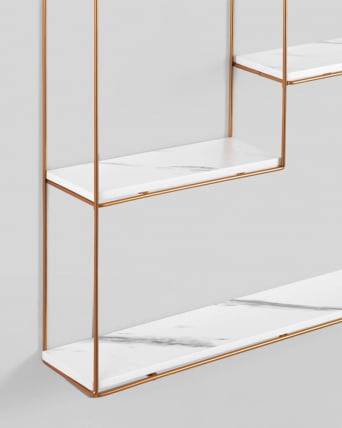 Полка Скуаре золотая Белый мрамор / Square_5