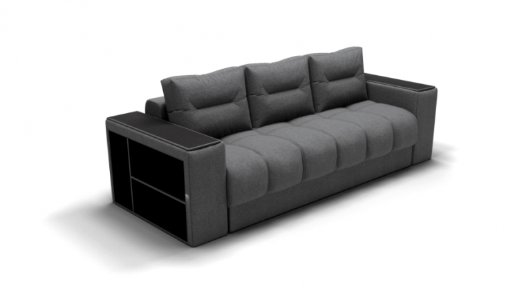 Диван Барон - 1 (ЗР) Цвет фасада: Светло серый; Тип: Прямой; Материал фасада: Металл/Велюр_0