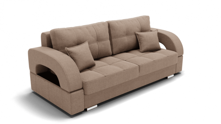 Диван Элита-1 (ЗР) Цвет фасада: Светло коричневый; Тип: Прямой; Материал фасада: Металл/Велюр_0