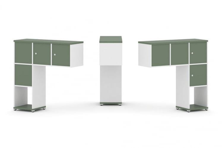 Надставка на стол низкая двухсторонняя + задняя стенка (4 шт.) + распашной фасад (4 шт.) CОНCЕПТ CН.ДНН-002 Кобо Белый бриллиант Белый металл / CONCEPT CN.DNN-002_0