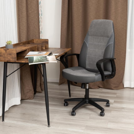 Кресло ИНТЕР (24) кож/зам/флок/ткань, серый/металлик, C-36/29/ТВ-12 / INTER C-36/29/TW-12_12