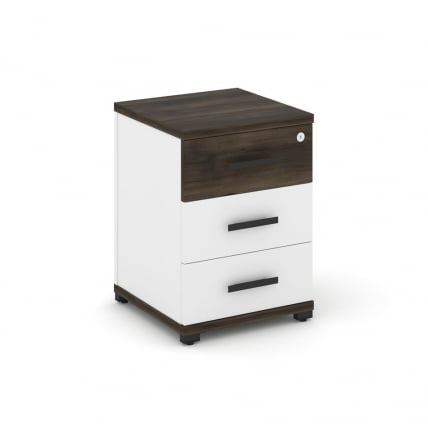 Тумба опорная/приставная с 3-мя ящиками CОНCЕПТ CН.ТУО-001 Б/В Дуб Мали Белый бриллиант Черный / CONCEPT CN.TUO-001 B/W_0