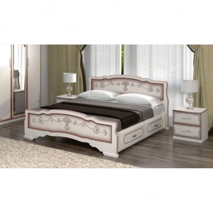 Кровать Карина-6 200х180 с выкатными ящиками Дуб молочный_0