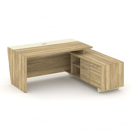 Стол руководителя с опорной тумбой, правый Корнер CОР.СРТ-18(Р) Гикори Песочный Ваниль / Corner COR.SRT-18(R)_1