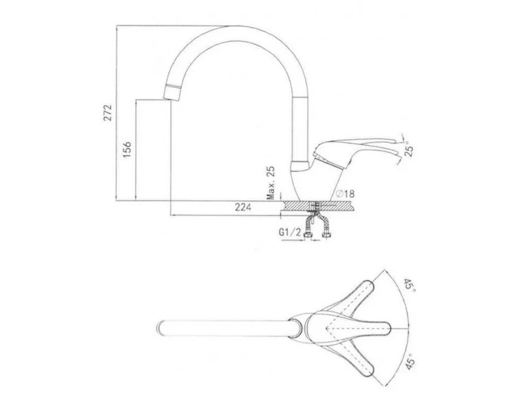 Кухонный смеситель ГРАНУЛА 1024 Базальт / GRANULA_1