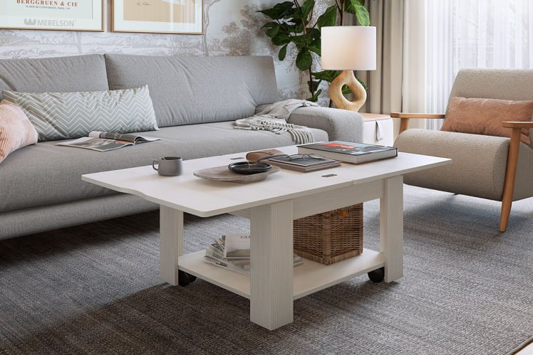 Стол-трансформер Адам 1 CЗ-015 белый рамух/белый рамух / CZ-015_3