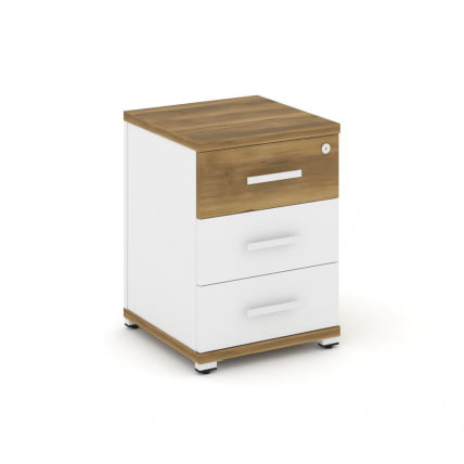 Тумба опорная/приставная с 3-мя ящиками CОНCЕПТ CН.ТУО-001 Б/В Сандал Янтарный Белый бриллиант Белый / CONCEPT CN.TUO-001 B/W_0
