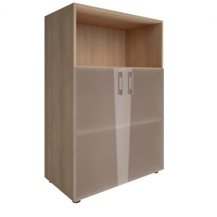 Шкаф книжный средний со стеклом без топа ЙАЛТА ЛТ-СТ 2.2 Снежная Патина / YALTA LT-ST_0