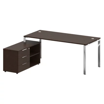 Стол рабочий руководителя с опорной тумбой левый МЕТАЛ СЙСТЕМ ДИРЕCТ БГ.СРТ-5.8 Л Венге Цаво / METAL SYSTEM DIRECT_0