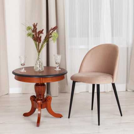 Стул МОНРО (мод. 710) ткань/металл, 56х51х80 см, высота до сиденья 47 см, бежевый баркхат 5/черный / MONRO (mod. barkhat_9