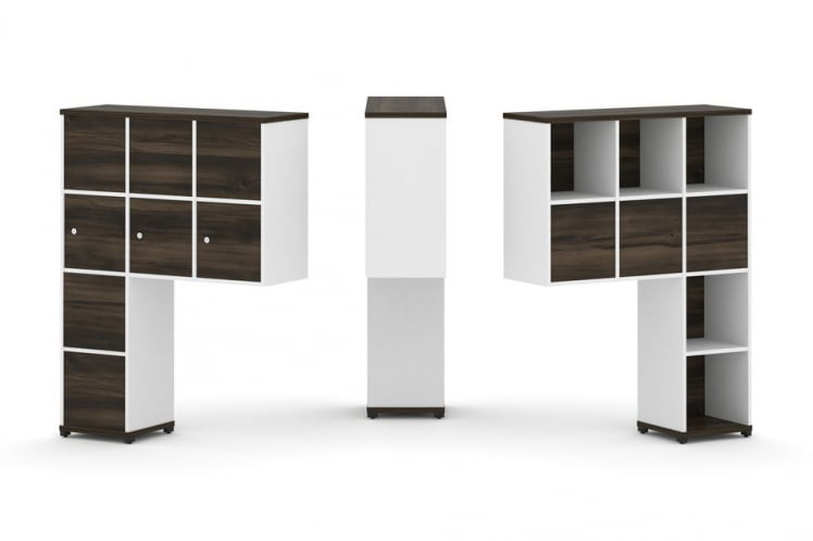 Надставка на стол высокая двухсторонняя + задняя стенка (8 шт.) + распашной фасад (3 шт.) CОНCЕПТ CН.ДНВ-010 Дуб Мали Белый бриллиант Черный металл / CONCEPT CN.DNV-010_0