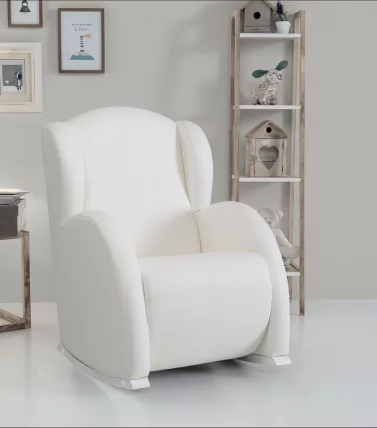 Кресло-качалка Микуна Винг Флор Вхите/Леатхеретте Грей / Micuna Wing Flor White/Leatherette Grey_1