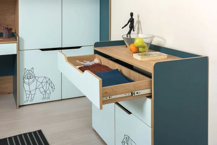 Комплект мебели для детской Гудвин 001 Гикори Рокфорд Натуральный Мята Бензин_3