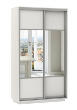 Шкаф-купе двухдверный Экспресс Дуо Комби 1200х2200х Белый снег / 1200х2200h_0