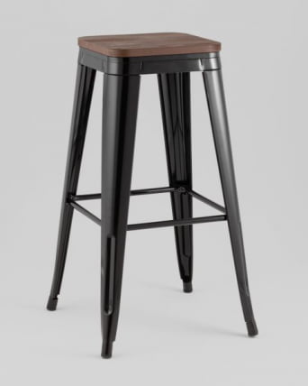 Стул барный ТОЛИКС черный глянцевый + темное дерево КД / TOLIX KD_1