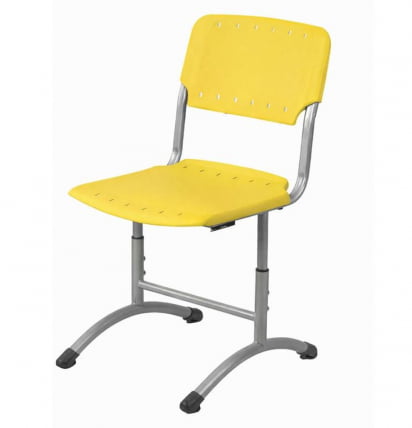 Стул ученический регулируемый (рост 3-5) 460х530 мм Пластик Желтый РАЛ 1018/Металл Серый / RAL_0