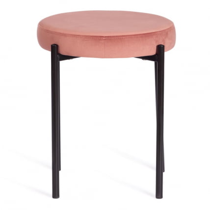 Табурет РЕВО (мод. 7034) ткань/металл, 44 х 44 х 47 см, коралловый баркхат 15 /черный / REVO (mod. barkhat_1