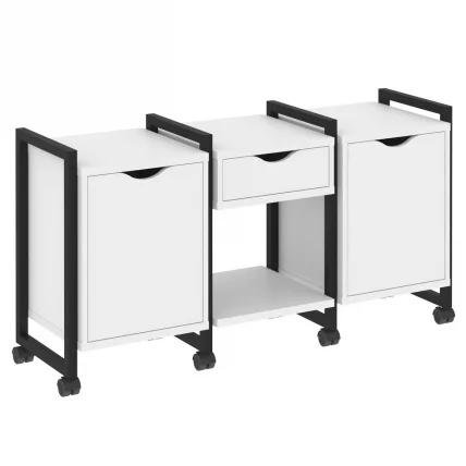 Тумба на колесных опорах наборная. Вариант №7 ЛОФТ ВР.Л-ТН-7.К Металл черный Белый Бриллиант / LOFT VR.L-TN-7.K_0