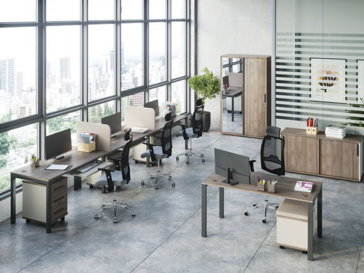 Стол письменный на металлоопорах Нев Лине НЛН36312234 Дуб шамони темный / New Line NLN36312234_1