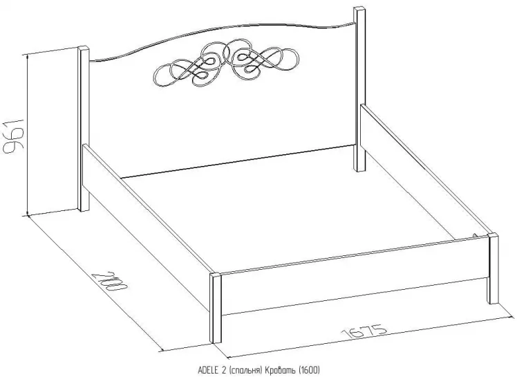 Кровать (1600) АДЕЛЕ 2 Дуб Сонома/Орех шоколадный(спальня) / ADELE_1