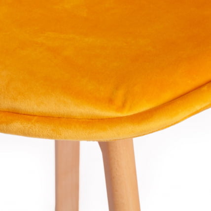 Стул ТУЛИП СОФТ (мод. 74) / 1 шт. в упаковке вельвет/дерево , 54 х 47 х 83 см , желтый (ХЛР 41)/натуральный / TULIP SOFT (mod. (HLR_5