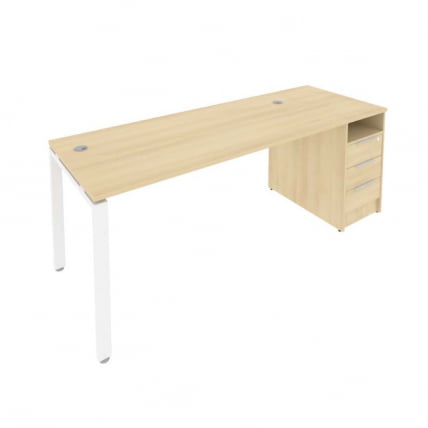 Рабочая станция с опорной тумбой Метал Сйстем Б.РС-СТП -1.4 Акация/Белый / Metal System_0