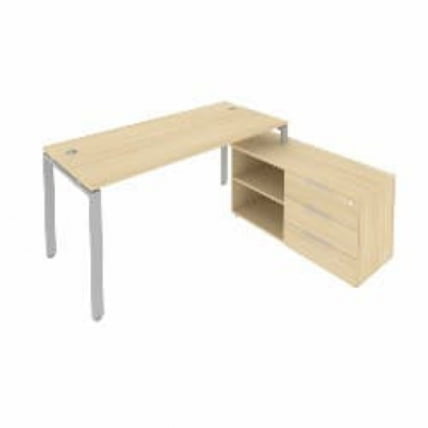 Рабочая станция на П-образном м/к с опорной тумбой правая Метал Сйстем Б.РС-СТС-2.4 Пр Акация/Серый / Metal System_0