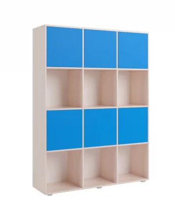 Стеллаж с фасадами ДМ 12 Ясень шимо темный/Голубой_1