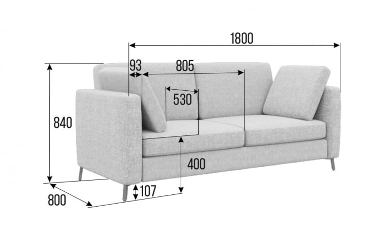 Диван двухместный Браско БРС-2 Форвард 325/Металл Черный 1800*800*840 / BRS-2 Forward_1