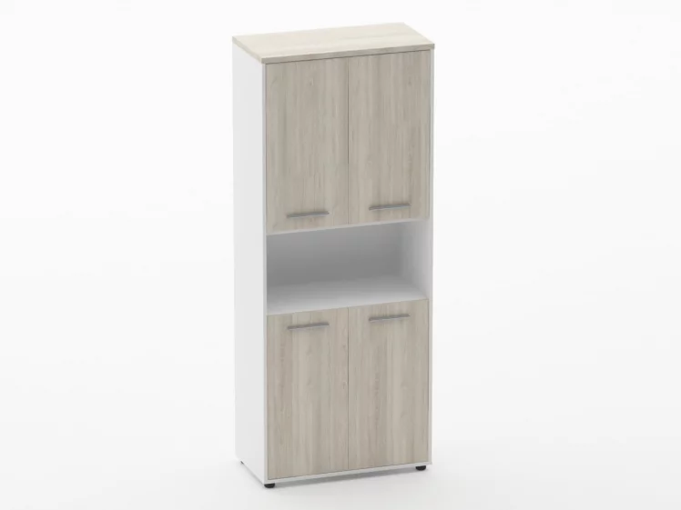 Шкаф 4 широкий закрытый с нишей Дека 10.19.121 Дуб Сантана светлый/Белый / Deka_0