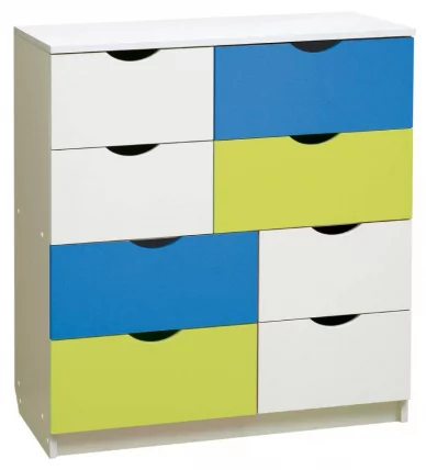 Комод с 8-ю ящиками Радуга Белый/Желтый/Синий_0