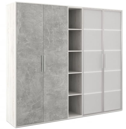 Шкаф высокий 4 створки, с нишей Б-ТОНЕ БТН36153531 Сосна Бетон светлый / B-TONE BTN36153531_0