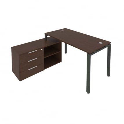 Рабочая станция на П-образном м/к с опорной тумбой левая Метал Сйстем Б.РС-СТС-2.3 Л Венге/Антрацит / Metal System_0