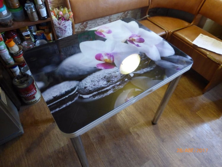 Стол поворотно-раскладной 1,2 Ника, СТЕКЛО, опоры Д50 круглые ХРОМ, Беленый дуб/Р041 / D50 дуб/R041_3