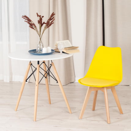 Стул ТУЛИП (мод. 73) / 1 шт. в упаковке дерево/пластик/ПУ, 48.5*52.5*83cм, желтый / TULIP (mod. 48.5*52.5*83cм,_10