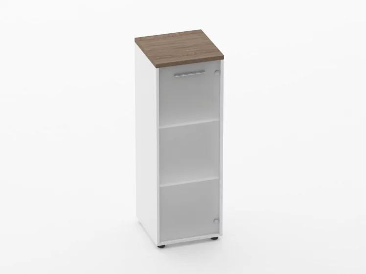 Шкаф 2 узкий 1 стеклянная дверь Дека 10.12.16Пр Дуб Верцаска/Белый / Deka_0