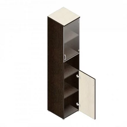 Шкаф для документов узкий с прозрачными стеклами Р.П-4СБ дуб молочный_0