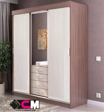 Шкаф-купе Лидер 3 Ясень шимо темный-светлый_0