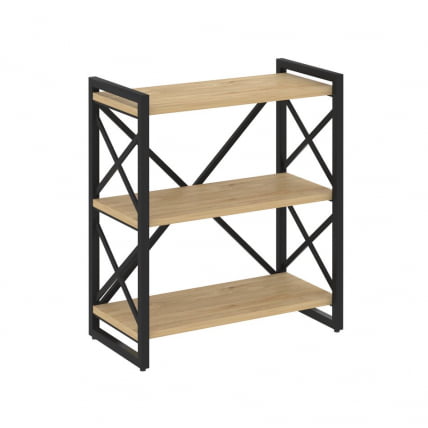 Стеллаж на регулируемых опорах - 3 полки ЛОФТ ВР.Л-МСТ.О-3.8 Металл черный Тиквуд светлый / LOFT VR.L-MST.O-3.8_0