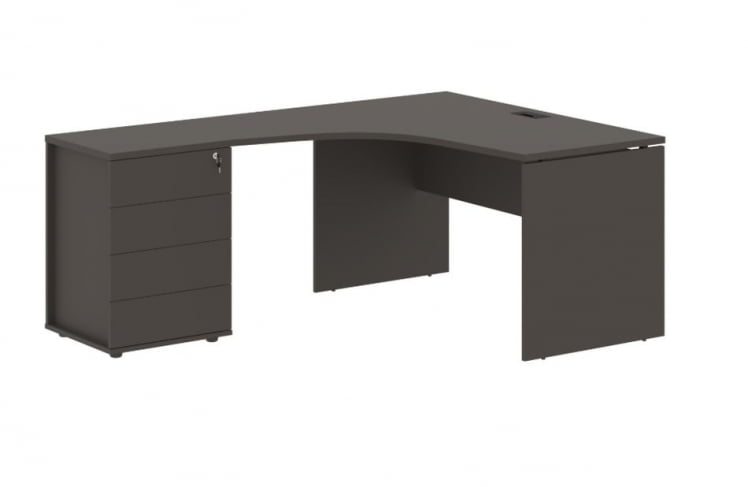 Стол эргономичный с тумбой левый ЕДИС ЕДCЕТ 1518 Л Мокко Черный / EDIS EDCET L_0